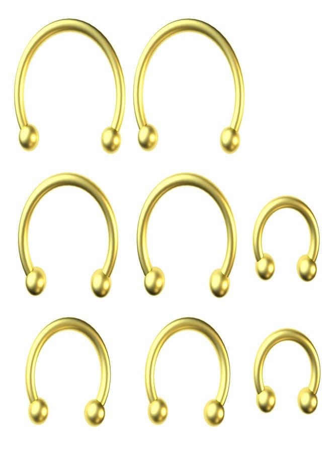 SMLBJUTE 8 PCS 16G Surgical Steel Horseshoe Nose Septum Earrings Eyebrow Lip Retainer Spiral Tragus Puncture Rings 6-12mm for Women Men (Gold) - Image 1